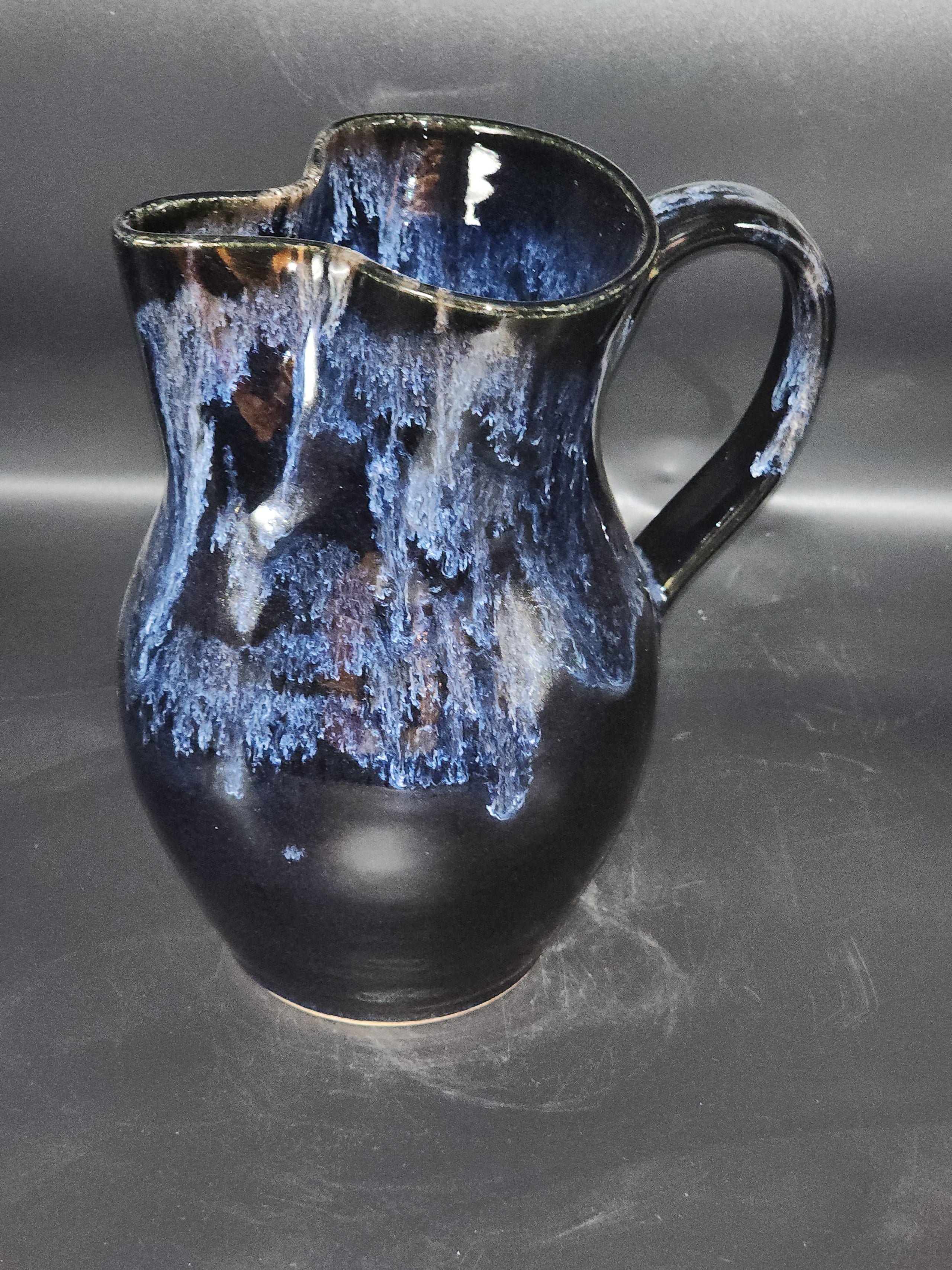 Handmdade Pottery Pitcher, Ebony Glaze